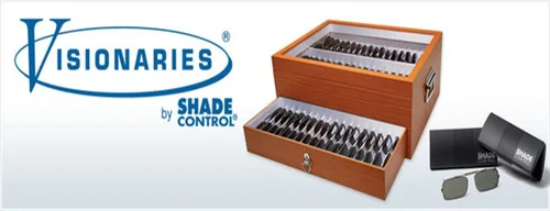 Vista 4 de Shade Control Visionaries - Gafas de sol polarizadas con clip, redondas, montura dorada, 50 x 45, Percepción Cobre