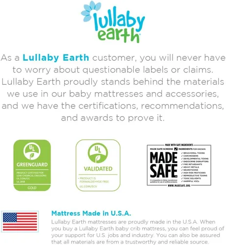 Vista 5 de Lullaby Earth Colchón para cuna no tóxico, impermeable, se adapta a camas estándar para bebés y niños pequeños, color blanco