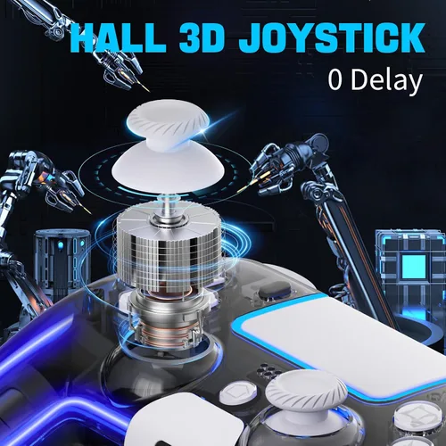 Vista 2 de Controllers for PS4,Custom PS4 Remote with Hall 3D Joystick, RGB Wireless Game Controllers for Playstation 4 Customizable Buttons Responsive Control