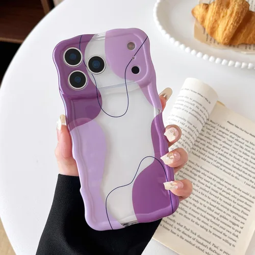Vista 37 de DEFBSC Funda para iPhone 15 con bonito diseño ondulado, color negro