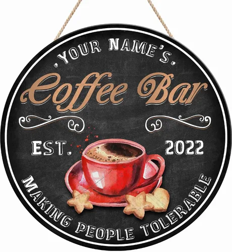 Vista 16 de Artsy Woodsy Letrero personalizado de madera para cafetería, placa de pared para decoración de cocina, regalos personalizados para amantes del café