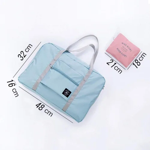 Vista 2 de Bolsa de viaje plegable, almacenamiento de equipaje para deportes, gimnasio, resistente al agua, lona de nailon para hombres, mujeres, 32 litros