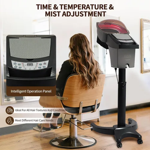 Vista 4 de Máquina profesional de vapor de pelo de salón, 700 W profesional acondicionador profundo vapor de cabello, ozono cuidado del cabello spa vapor