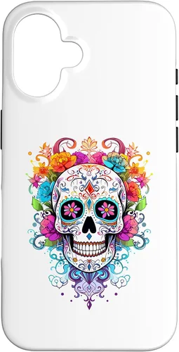 Vista 32 de Halloween Sugar Skull Flower Calavera Dia De Los Muertos Case for iPhone 17