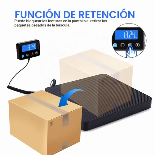Vista 5 de Báscula de envío digital, 0.18 oz de alta precisión, 440 libras con funciones de sujeción y tara para paquetes/equipaje/hogar, superficie