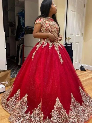 Vista 4 de Snow Lotus Women's Embroidery Princess Quinceanera Dresses with Wrap Lace Floral Applique Beads Ball Gown Sweet 16 Dresses