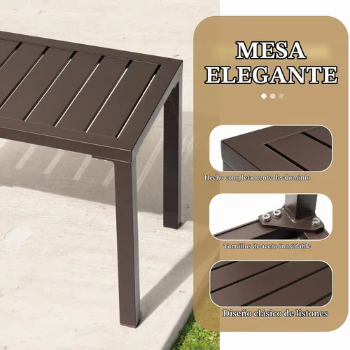 Vista 5 de Crestlive Products Mesa auxiliar al aire libre, mesa auxiliar rectangular de aluminio, mesa de café para patio pequeño para interiores y exteriores