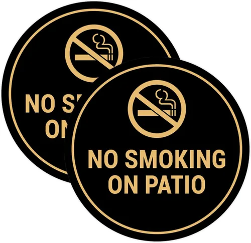 Vista 29 de Signs ByLITA Cartel de "No fumar en el patio" (Negro) - Pequeño
