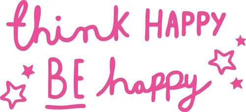 Vista 4 de Decaltor Think Happy Be Happy - Calcomanía para pared, con texto en inglés "Think Happy Be Happy" (texto en inglés) con texto en inglés "Think Happy