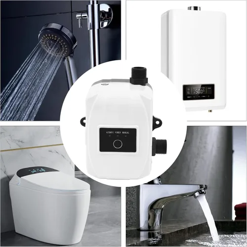Vista 2 de Bomba de refuerzo de agua, bomba de presión de 24 V y 150 W, bomba de ducha silenciosa de 30-40 dB con control automático, impermeable IP56, motor