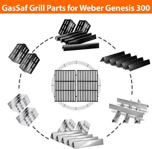 Vista 7 de GasSaf Barras aromatizantes de 17.5 pulgadas para Weber Genesis 300 E310 E20 E330, barras aromatizantes 7620 7621 para parrillas Weber Genesis 300