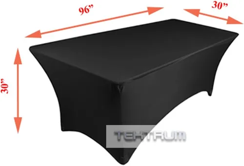 Vista 3 de TEKTRUM Mantel elástico rectangular de 8 pies de largo, para jacuzzi, para feria comercial, tela de alta calidad (negro)