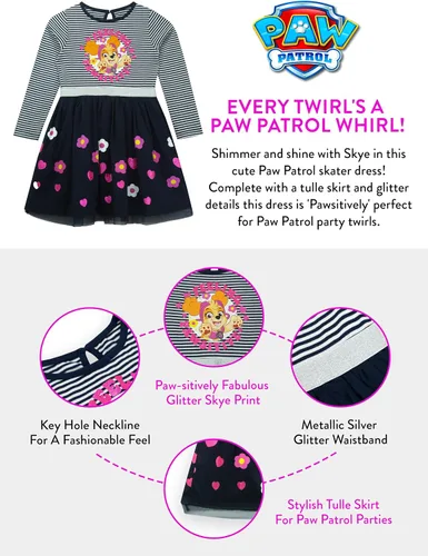 Vista 7 de Paw Patrol Skye Dress Girls Vestidos de manga larga Skye Girls Vestido de fiesta para niñas Producto