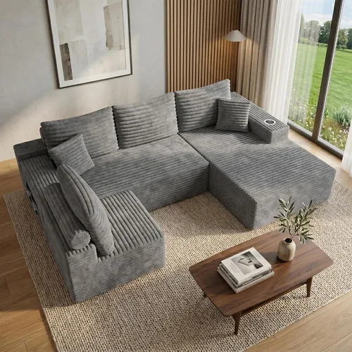 Vista 10 de Sofás seccionales de nube de gran tamaño para sala de estar, sofá modular de 7 plazas en forma de U de 122 pulgadas con diván, asiento profundo