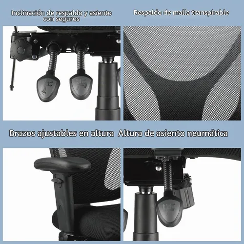 Vista 4 de Realspace® MFTC 200 Silla ergonómica multifunción súper tarea, color negro