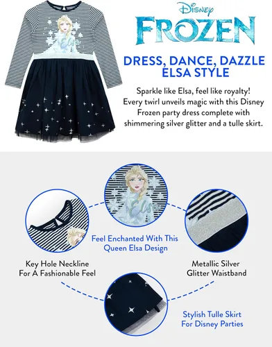 Vista 4 de Disney Vestido de fiesta Frozen Vestido Elsa Vestidos de princesa para niñas Tallas 24M a 10 Productos oficiales de Frozen