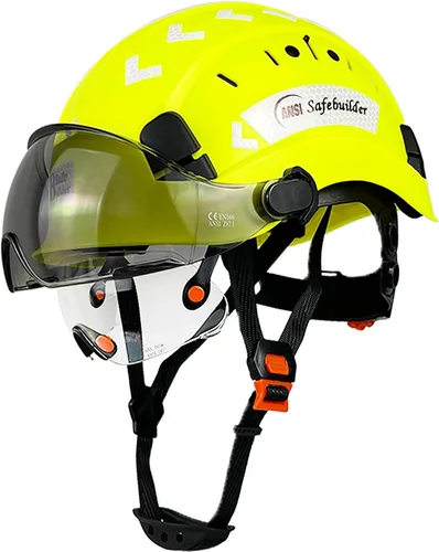 Vista 12 de SAFEBUILDER Casco de seguridad de construcción con visera incorporada Casco duro ABS con visera Ventilación ajustable Casco de trabajo Protección