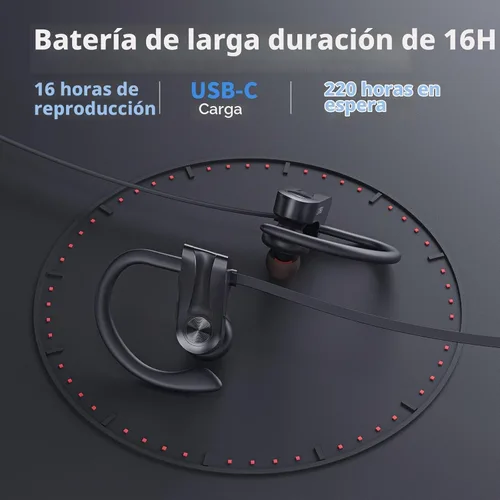 Vista 5 de JOYWISE Auriculares Bluetooth, auriculares inalámbricos Bluetooth 5.3 con 16 horas de reproducción, auriculares estéreo con graves IPX7 impermeables