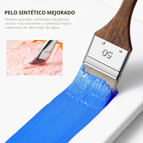 Vista 4 de Juego de 25 pinceles de pintura, Fuumuui Pinceles de pintura acrílica, Serie profesional de artistas con plano ancho, filbert, abanico, daga, lengua