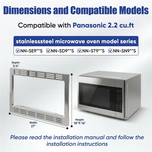 Vista 4 de NN-TK922SS - Kit de molduras de microondas de 27 pulgadas para horno microondas integrado de 2.2 pies cúbicos, kit de molduras de microondas