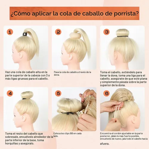 Vista 7 de SEIKEA Pieza de Cabello de Cola de Caballo para Porristas, 10" Lisa Resistente a los Enredos Suave Rubio Natural Extensión de Cola de Caballo