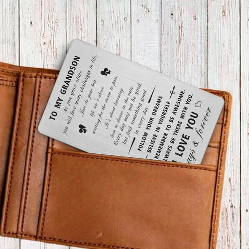 Vista 4 de CPLJW Tarjeta de regalo de cumpleaños para nieto – Never Forget I Love You – Tarjeta de felicitación de cumpleaños para nieto, regalo de abuela