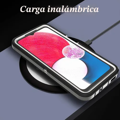 Vista 7 de Funda para Samsung Galaxy A13 4G-5G: con película a prueba de explosiones [2 unidades] y película protectora de pantalla para lente de cámara