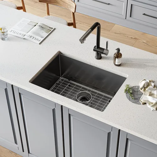 Vista 9 de TORVA Fregadero de Montaje Bajo para Cocina de 13 x 15 Pulgadas, Fregadero de Barra de Acero Inoxidable 304 Premium - Cuenca Profunda de 8 Pulgadas