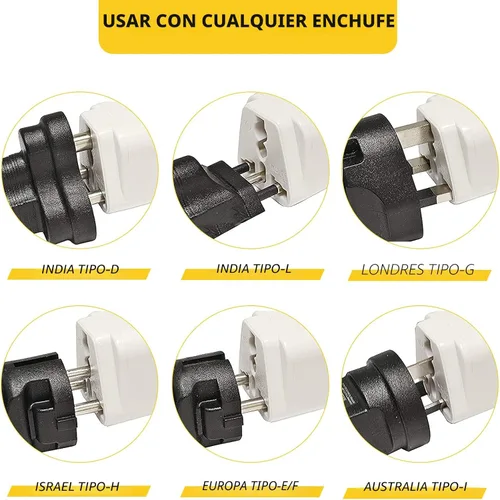 Vista 3 de Paquete de 4 adaptadores universales, adaptadores de viaje de enchufe de Europa a EE. UU. (blanco)