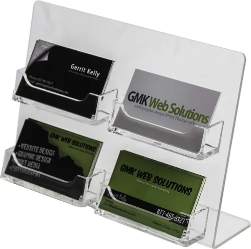 Vista 12 de Clear-Ad - Tarjetero vertical de acrílico transparente para escritorio de 3.5 x 2 pulgadas - Organizador de tarjetas de visita de plástico múltiple