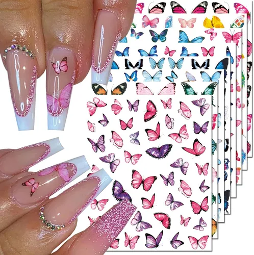 Vista 9 de Calcomanías de uñas de gato, 8 hojas de calcomanías autoadhesivas 3D con diseño de gato dorado, plateado, negro, blanco, para niños, niñas, mujeres