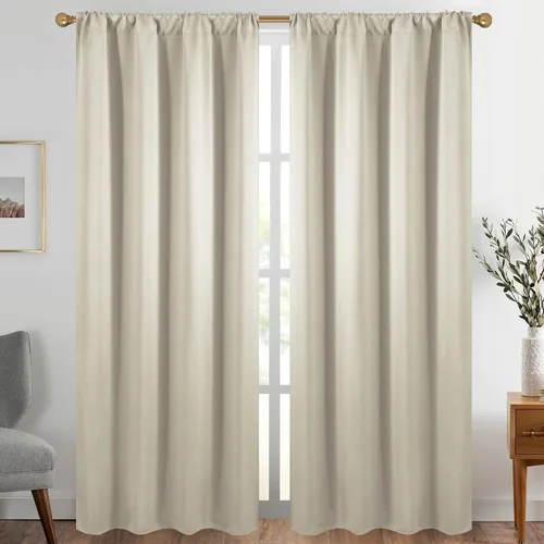 Vista 51 de Diraysid Cortinas opacas beige para dormitorio y sala de estar, cortinas con aislamiento térmico para oscurecer la habitación, 42 x 63 pulgadas, 2