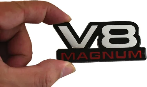 Vista 6 de 1 pieza Emblemas V8 Magnum Guardabarros Puerta Placa de identificación Insignia 3D Pegatinas Logo 1500 Van Compatible con 94-01 Magnum (Negro Rojo)