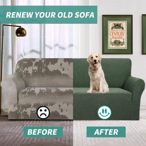Vista 7 de YEMYHOM Funda para sofá con diseño jacquard de alta elasticidad, funda para silla de sala de estar, a prueba de mascotas, perros y gatos