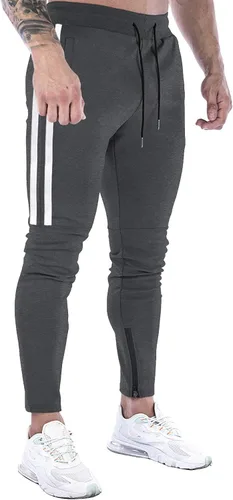 Vista 3 de DIOTSR Pantalones deportivos de entrenamiento para hombre, pantalones de correr ajustados para hombre, pantalones deportivos de gimnasio a rayas