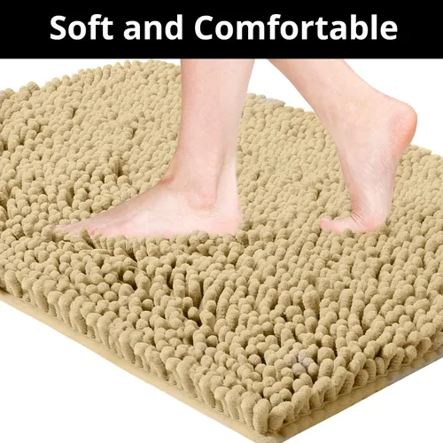 Vista 3 de Alfombras de baño, extra suaves y absorbentes, antideslizantes, felpilla de lujo, alfombras de felpa para bañeras, ducha y debajo del fregadero
