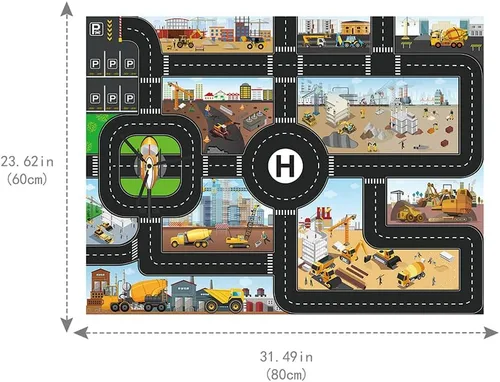 Vista 2 de Juguetes de señales de tráfico y alfombra de juego de construcción para el juego de vehículos, accesorios de coche juguetes