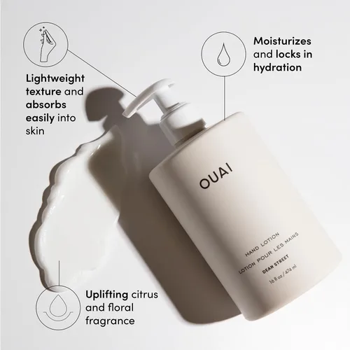 Vista 2 de OUAI Loción de manos - Loción ligera e hidratante diaria para piel seca - Hecha con aguacate, aceite de rosa mosqueta y aceite de jojoba