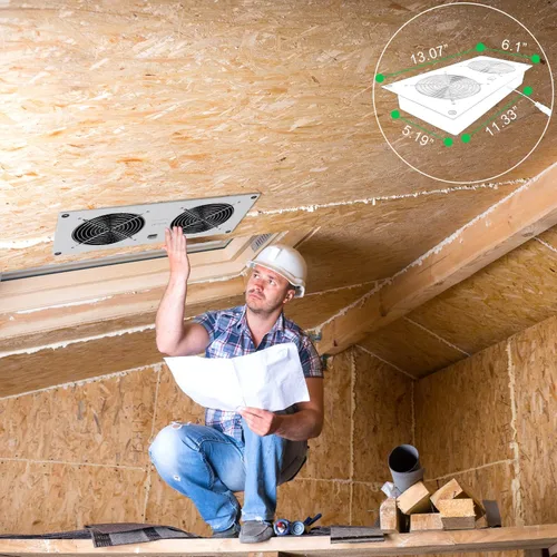 Vista 4 de AntPay Ventilador elevador de panel solar con cable de 11 pies/11.8 ft para espacio de gateo, invernaderos, gallineros pequeños, cobertizos, espacio