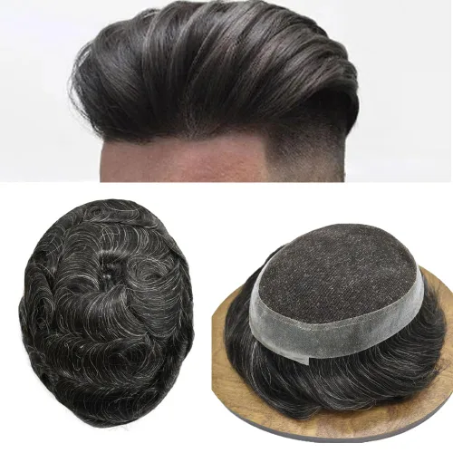 Vista 49 de Toupee For Men Real Human Hair Mens Toupee Hair Replacement System Swiss Lace Toupee For Men Natural Human Hair Piece Mens Toupee6*8"-90% density#2