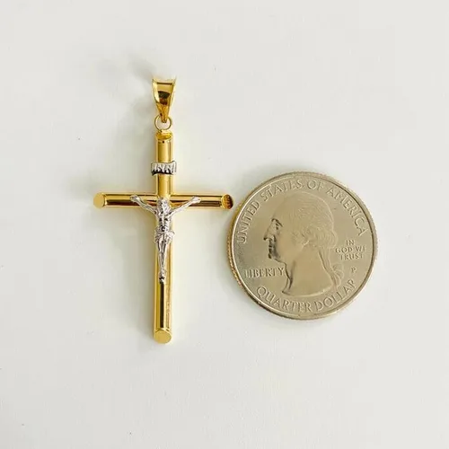 Vista 4 de Colgante de cruz de crucifijo religioso de oro de dos tonos de 14 quilates, 1.693 in x 0.787 in, Oro amarillo, No es relevante para este producto