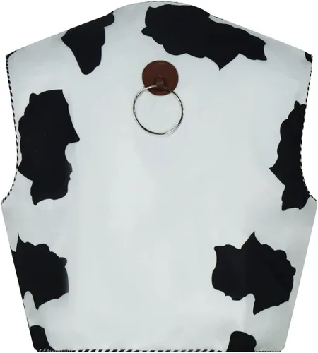 Vista 4 de Woody - Chaleco para adultos, insignia de Woody para hombre, estampado de vaca, sin mangas, abrigo para Halloween, vaquero, cosplay, accesorio, XS
