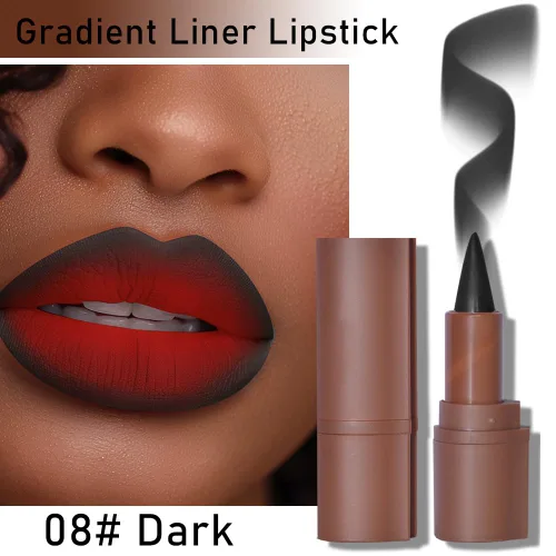 Vista 95 de BAISEN DIARY 2 en 1 doble punta mate delineador de labios y brillo de labios, lápiz combinado de labios marrón nude degradado, delineador de labios