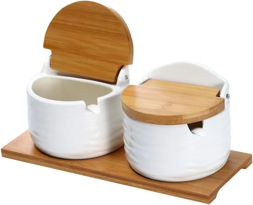 Vista 8 de June Sky - Recipiente hermético para condimentos de porcelana, recipiente sellado para especias con tapa, organización de almacenamiento