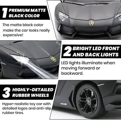 Vista 2 de Lamborghini - Coche de control remoto con licencia para niños, negro mate