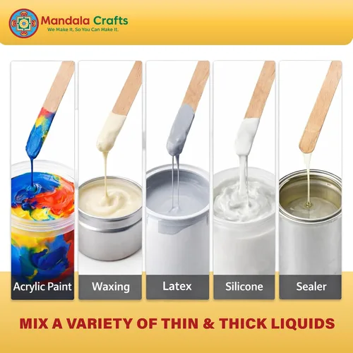 Vista 6 de Mandala Crafts 8 Inch Wooden Sticks Paint Stirrers for Acrylic Epoxy Resin