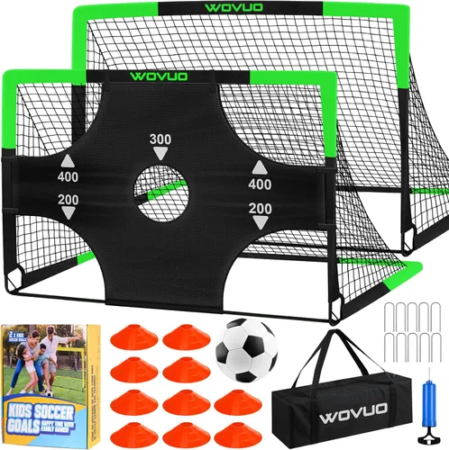 Vista 11 de Kids Soccer Goals for Backyard Set of 2, 6x4 ft Portable Toddler Soccer Goal Training Equipment with Soccer Target, Ball, Cones, Soccer Net for Kids