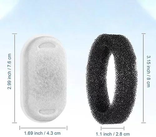 Vista 2 de Fuente de agua para gatos de acero inoxidable, 8 filtros de repuesto, sistema de filtración multicapa de 8 esponjas compatibles con filtros