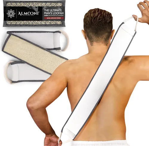 Vista 10 de ALMOONI Depurador de espalda para hombre para ducha, esponja de lufa, negro