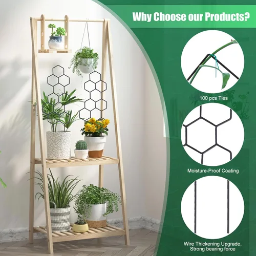 Vista 2 de WellSign Enrejado pequeño para plantas en maceta, enrejado de metal de 15.94 pulgadas para plantas trepadoras, maceta de interior, celosía